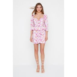 Trendyol X Sagaza Studio Multicolored Drape Detailed Poplin Dress