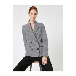 Koton Checkered Buttoned Jacket