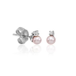 Ženske majorica cies pink pearl biserne srebrne mindjuše sa cirkonom 4 mm ( 16287.44.2 000.010.1 )