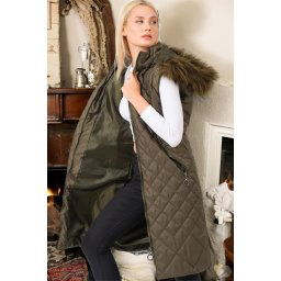 Z6718 DEWBERRY WOMEN'S VEST-PLAIN KHAKI