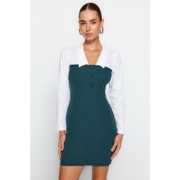 Trendyol Oil Wraparound Shirt Collar Mini Woven Dress