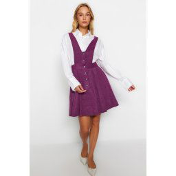 Trendyol Damson Mini Gilet Button Detailed Woven Dress
