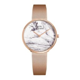 Ženski pierre ricaud quartz belo,sivi roze zlatni elegantni ručni sat sa roze zlatnim pancir kaišem ( p21067.9103q/t )