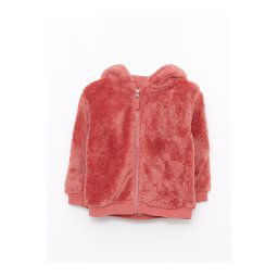 LC Waikiki Hooded Long Sleeve Plush Baby Girl Zipper Sweatshirt