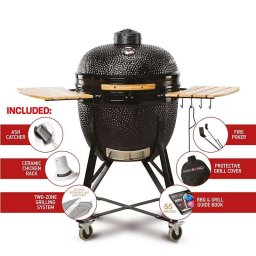 Keramički roštilj Kamado Bono Limited 64cm sa dodatnom opremom - crna boja