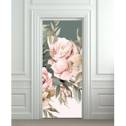 Nalepnica za vrata Pastelni roze cvet 6257