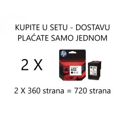 HP 652 Black crni Original Kertridž Set od 2 kom