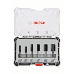 Bosch komplet ravnih glodala, 6 komada, držač od 8 mm 6-piece straight router bit set. ( 2607017466 )