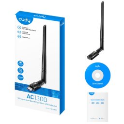 Cudy WU1400 AC1300 Wi-Fi USB 3.0 Adapter,2.4+5Ghz,5dBi high gain detach.antenna,AP(Alt.U1,U6)
