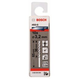 Bosch burgija za metal HSS-G, din 338 3,2 x 36 x 65 mm, 1 komad ( 2608595056. )