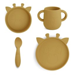 Silikonski set za jelo Lykke Žirafa - Dusty Yellow