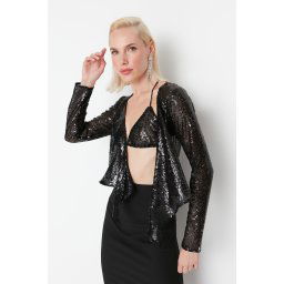 Trendyol Black Sequin Top and Bottom Set