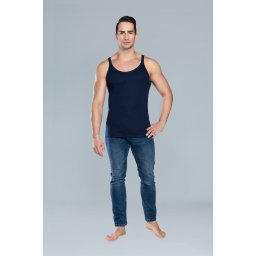 Paco tank top with narrow straps - navy blue