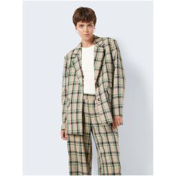 Beige women's oversize checkered blazer Noisy May Laura - Women's