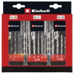 Einhell 3-delni set kofera sa po 5 burgija za drvo, metal i kamen, 3-8 mm za metal i 4-10 mm za drvo i kamen ( 49109157 )
