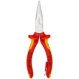 Knipex 1000V VDE izolovana klešta špic prava sa bočnim sečenjem sa dodatkom za kačenje 160mm - hromirana (25 06 160 T BK)