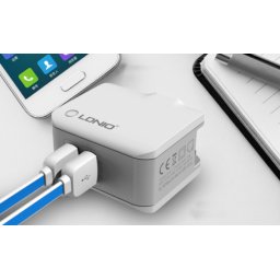 Kucni punjac LDNIO A2203 dual USB 2.4A + iPhone Lightning kabel beli