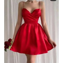 Svecana haljina crvena sa cirkonima na bretelama