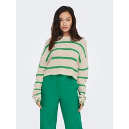 Beige women's striped cropped sweater ONLY Malavi