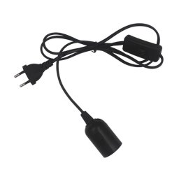 Kabl utikač sa prekidačem-sijalično grlo E27 1.8m crni