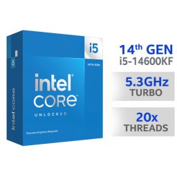CPU INTEL Core i5-14600KF, 14C/20T, 3.50 GHz (5.3 Ghz), 20MB, 125W/181W, LGA 1700, BOX