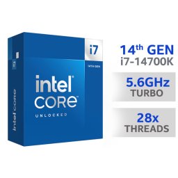 CPU INTEL Core i7-14700K, 20C/28T, 3.4GHz (5.6GHz), 28MB, 125W/253W, LGA 1700