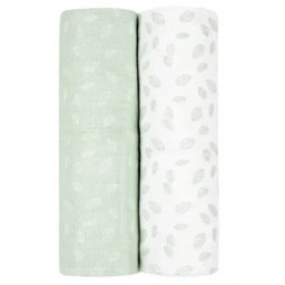KikkaBoo pelene od muslina set 2 pcs 80x80 Leaves mint ( KKB11068 )