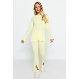 Trendyol Yellow Slit Knitwear Two Piece Set