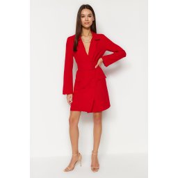 Trendyol Red Belted Button Detail Mini Jacket Woven Dress