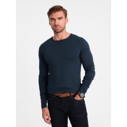 Ombre Classic men's sweater with round neckline - navy blue