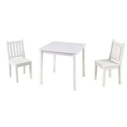 Kinder home dečiji drveni sto sa 2 stolice, set za učenje, crtanje, igru, jelo - beli ( TF-6644-V )