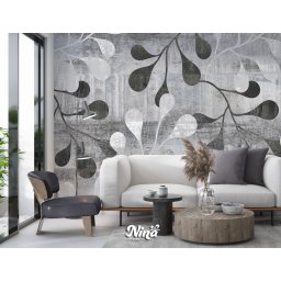 Foto tapet Crno beli detalji na sivoj podlozi Tapet390