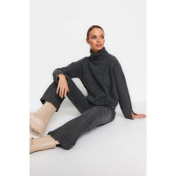 Trendyol Anthracite Soft Texture Knitwear Bottom-Top Set