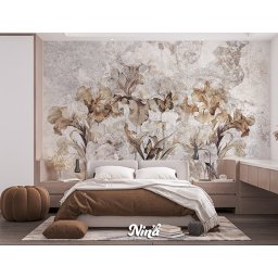 Foto tapet Krem cvetovi i leptir Tapet401