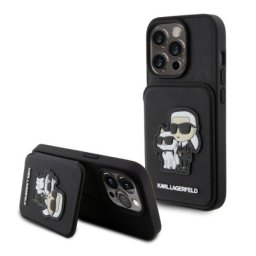 Karl Lagerfeld maska za iPhone 15 pro saffiano cardslots and stand K&C patch black ( KLHCP15LSAKCSCK )