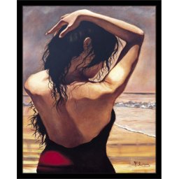 Lepotica na pescanoj plazi, uramljena slika 50x70cm