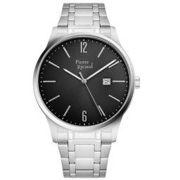 Muški pierre ricaud quartz arabic crni srebrni elegantni ručni sat sa srebrnim metalnim kaišem ( p97241.5156q )