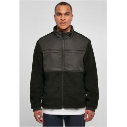Patched Sherpa jacket black