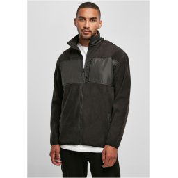 Patched microfleece jacket black
