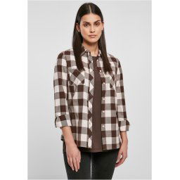 Ladies Turnup Checked Flanell Shirt Pink/Brown