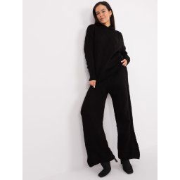 Black knitted set with a hooded sweater