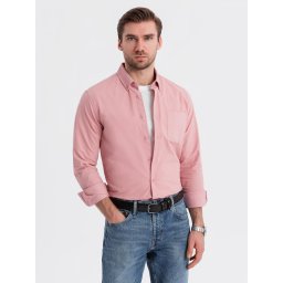 Ombre Men's REGULAR FIT cotton shirt with pocket - pink