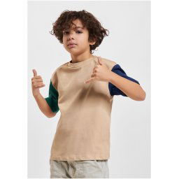 Boys' Organic Oversized T-Shirt Colorblock unionbeige