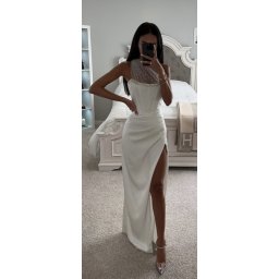 Duga haljina za maturu bela sa korsetom