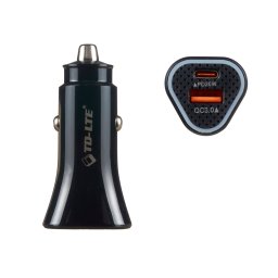 AUTO Punjač Type C, TD-LTE TD-PC202 QC3.0 18W + PD 20W, Crni
