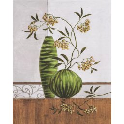 Zelena cvetna idila, uramljena slika, 60x90cm
