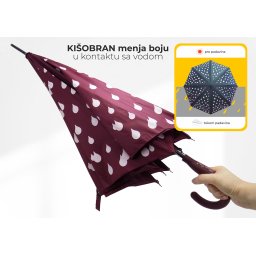 KIŠOBRAN DUGI MENJA BOJE KAPLJICA MIX Crni teget bordo OP23216 WY