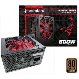 GMB-600-PRO Gembird napajanje 600W 80+BRONZE, PFC,12cm FAN, 20+4pin, 2x4pin,2x 6+2pin, 5xSATA