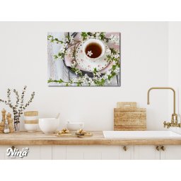 Moderne slike na platnu za kuhinje Soljica kafe i cvece ms088