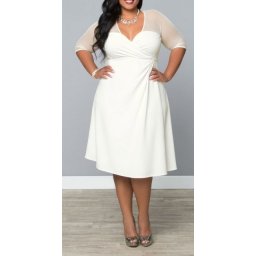 Haljina za vencanje za punje dame sa mrežastim rukavima